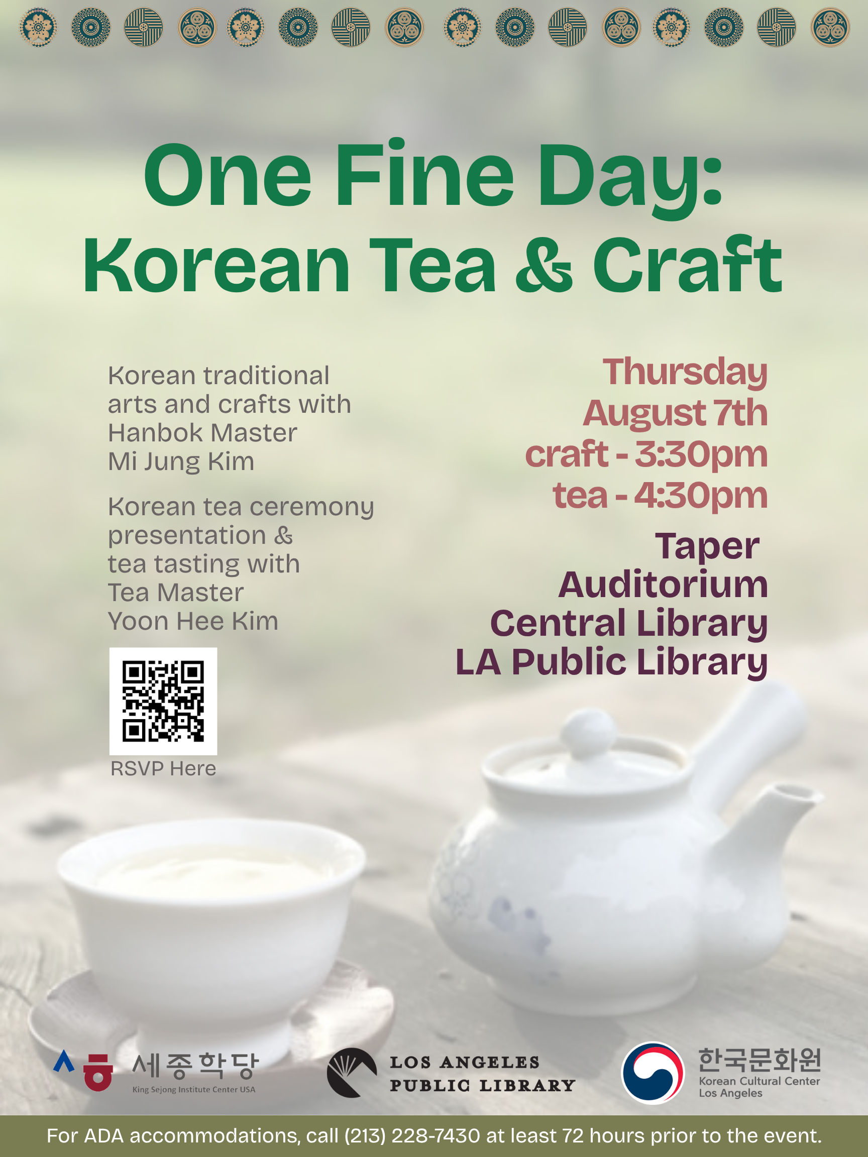 Join us for One Fine Day: Korean Tea & Craft!