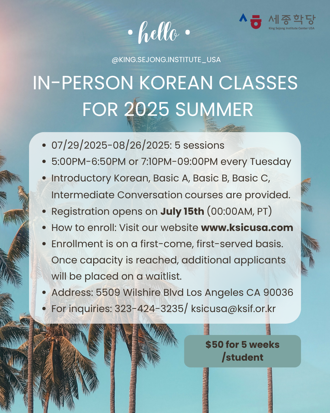 Secure your spot in our in-person classes for the summer semester!